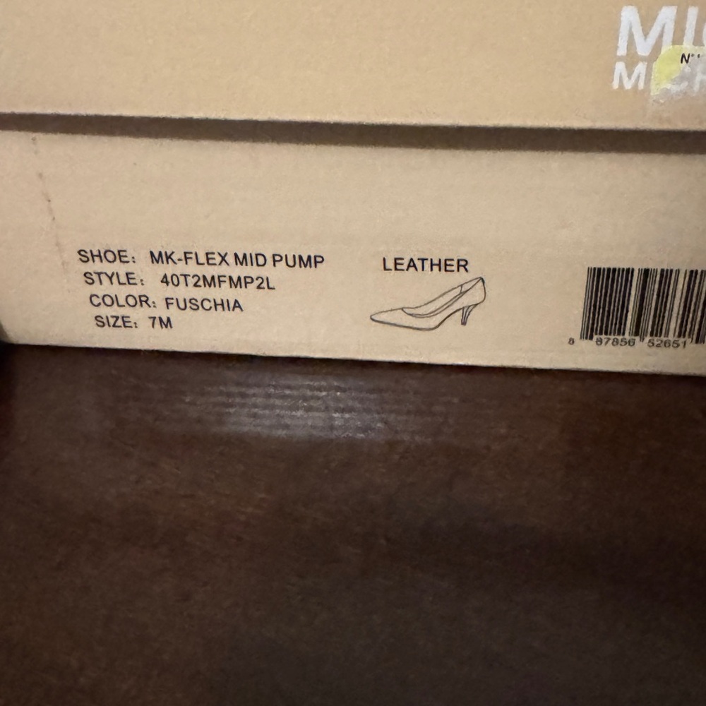 Michael Kors Fuchsia Leather MK-Flex Mid Pump Heels 7M - Picture 4 of 8